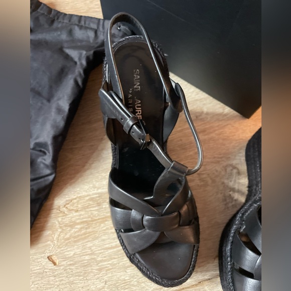 Saint Laurent - Tribute Espadrilles Wedge in Smooth Leather - Picture 2 of 9